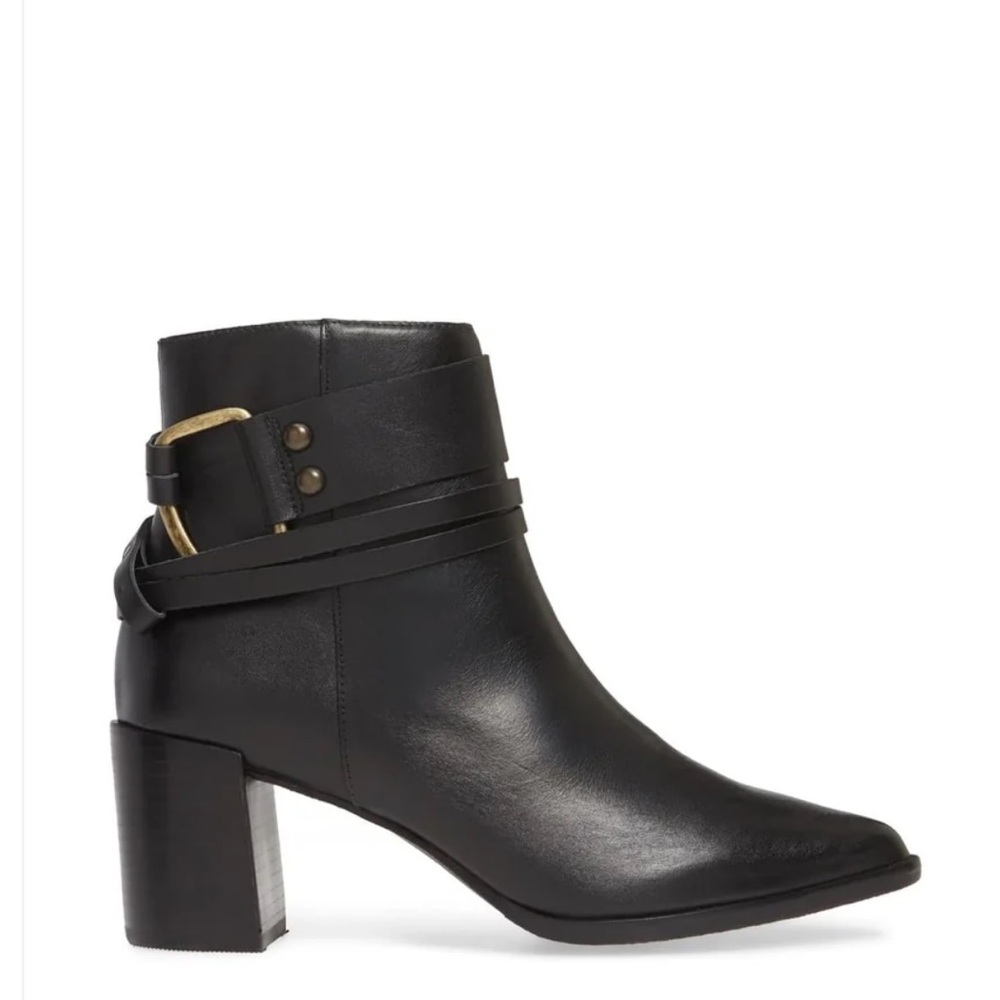 Matisse Black Ankle Boots with Gold Accents